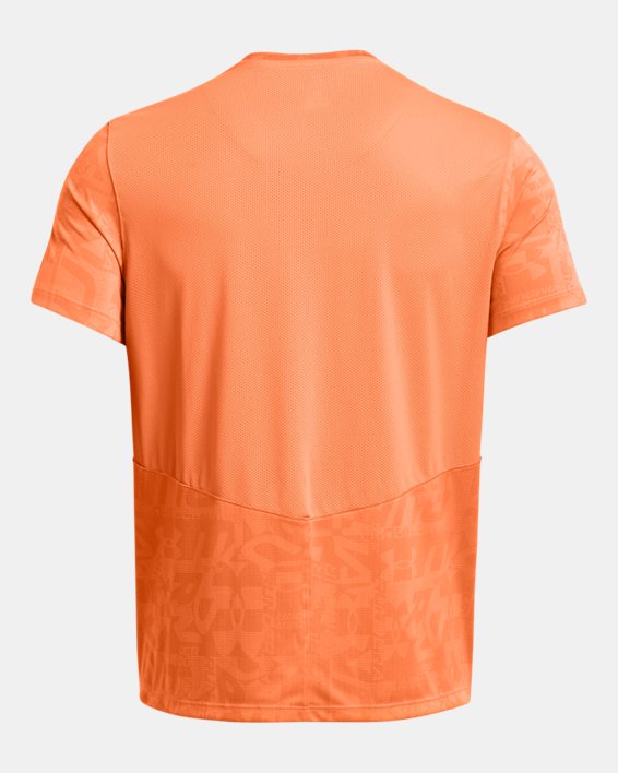 Men's UA Launch Printed Short Sleeve in Orange image number 3